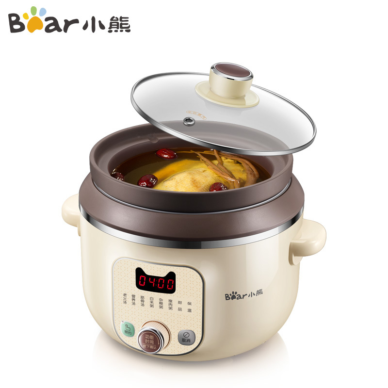 小熊 Bear 电炖锅ddg D30c1 杏色3l大容量紫砂煲汤锅全自动家用炖汤神器宝宝bb辅食熬粥煮粥锅苏宁自营视频介绍 小熊 Bear 电炖锅