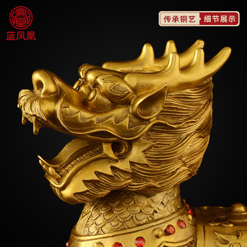 家柏饰(CORATED)铜摆件一对铜大号寓意财富卧室客厅 6号戏珠麒麟一对高清大图