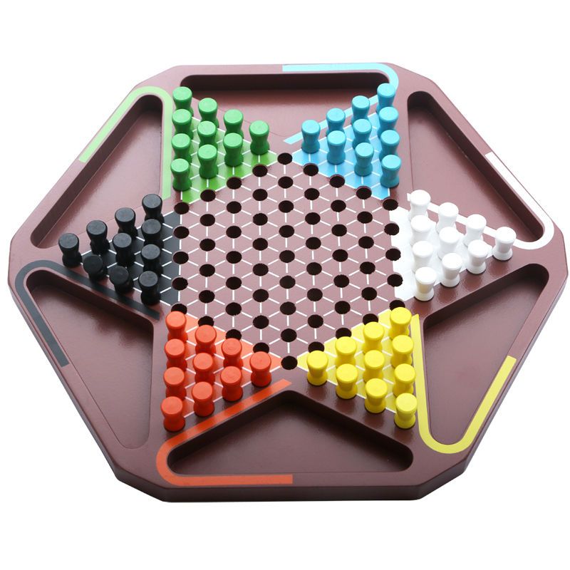 跳棋儿童大号游戏棋类木质成人桌游亲子玩具跳跳棋专注力咖啡色