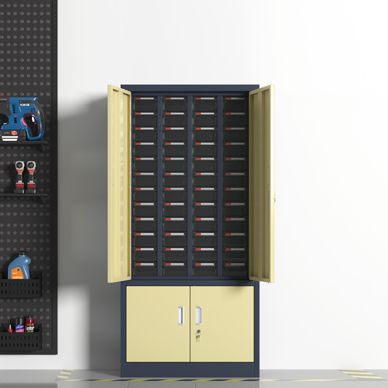 臻远 ZYLJG-W101 零件柜抽屉式工具柜电子元件柜螺丝柜物料柜 48抽透明带门加工具柜中号高清大图