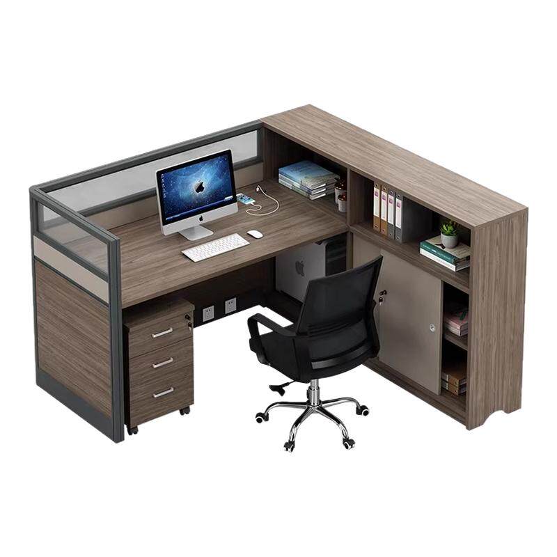 易企采 单人位含柜椅 屏风工位员工财务职员办公桌140*155*110CM 单位:套高清大图