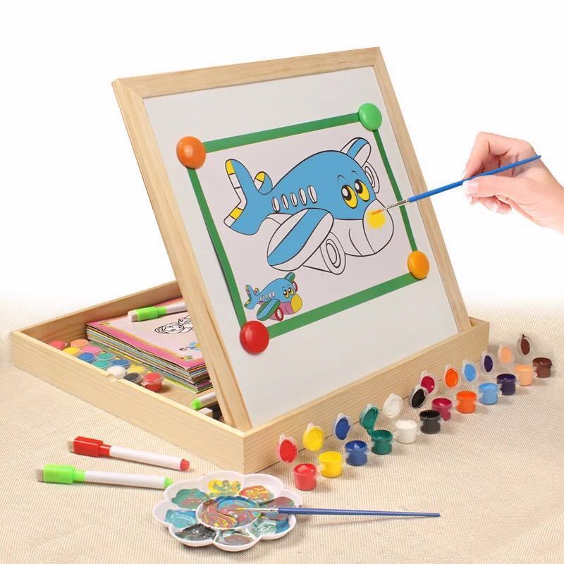 儿童填色画水彩画颜料画涂鸦油画套装diy手工幼儿园画画涂色画卡