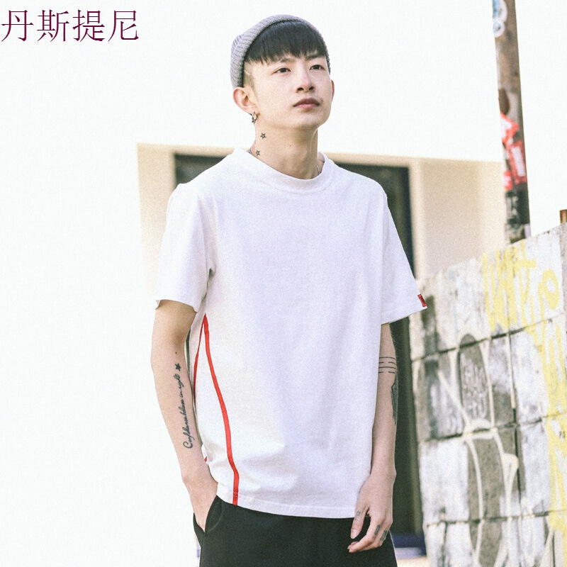 东京衣柜男装日系新款夏季男士简约纯色T恤休闲宽松短袖圆领半袖白色