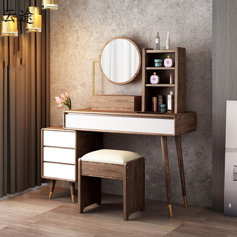 北欧梳妆台伸缩梳妆桌迷你梳妆轻奢化妆台简约现代化妆桌定制