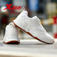 特步女鞋白色运动鞋2019新款女跑步鞋秋季老爹鞋百搭休闲鞋小白鞋