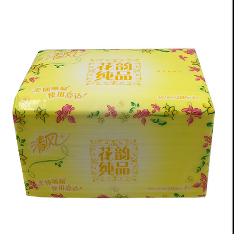 清风200抽小花韵双层花韵纸巾抽纸餐巾纸面巾纸48包整箱高清大图