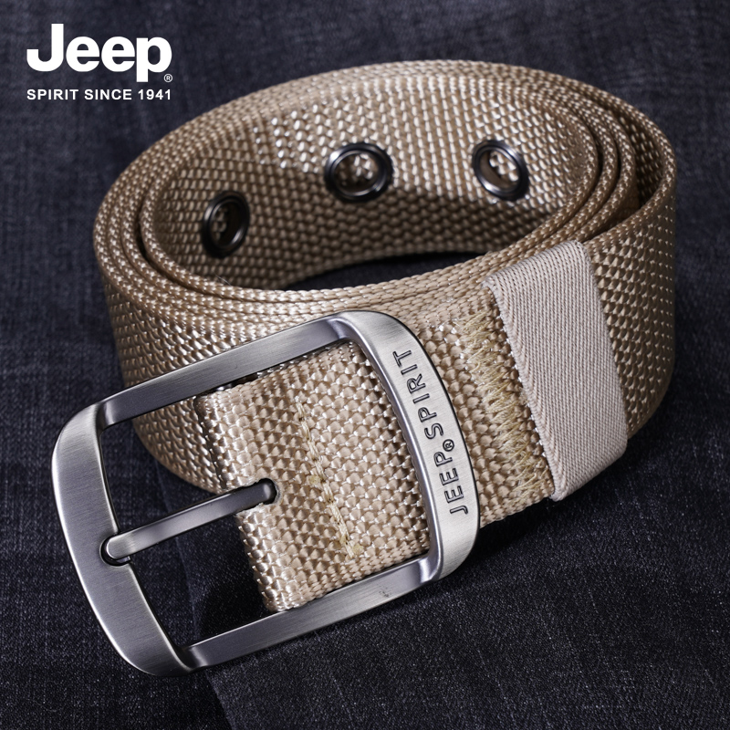 JEEP SPIRIT吉普男士皮带时尚青年帆布韩版休闲尼龙针扣腰带时皮高清大图