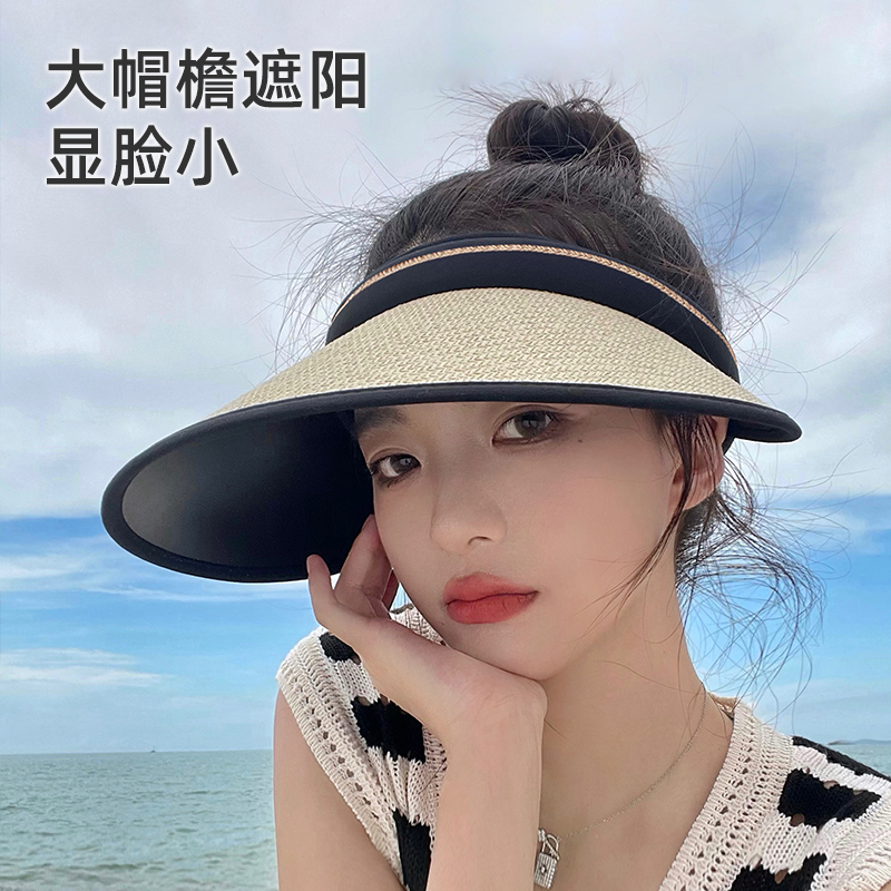 UPF50+大帽檐夏季骑车防紫外线空顶防晒帽女uv太阳帽子遮阳帽5太高清大图