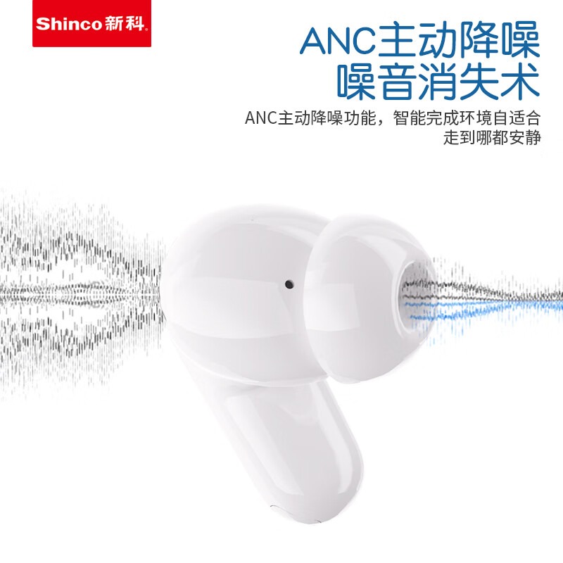 新科(Shinco)TMS系列ANC主动降噪真无线蓝牙耳机HY款 GT19高清大图