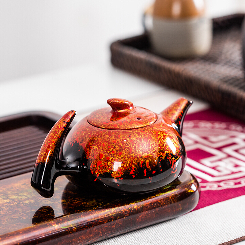 铭陶满堂纯手工大漆家用泡茶壶名家连宏达建阳建盏茶壶礼盒装