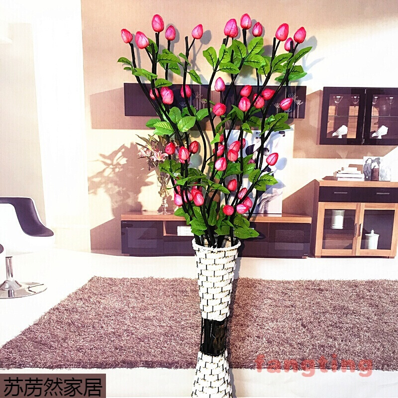 叶脉干花客厅落地假花仿真干枝插花干花桃花梅花居家新房装饰