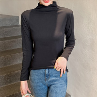 秋冬季保暖内衣女上衣中高领可外穿保暖衣长袖秋衣女打底衫女_362 均码【80-125斤】 黑色