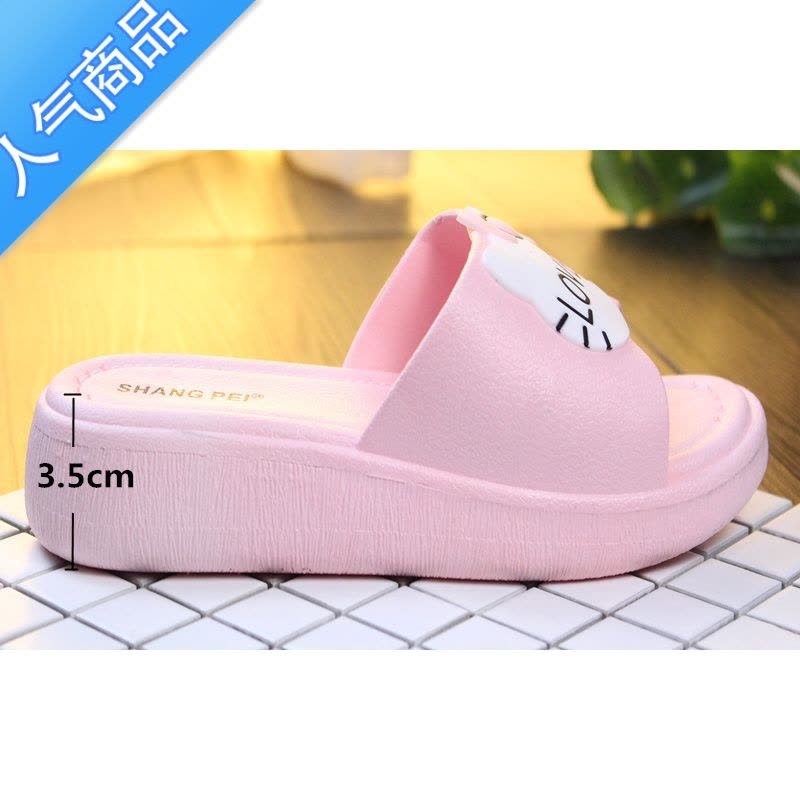 SUNTEK新款凉拖鞋女夏厚底时尚外穿可爱高跟松糕坡跟防滑室内居家一字拖图片