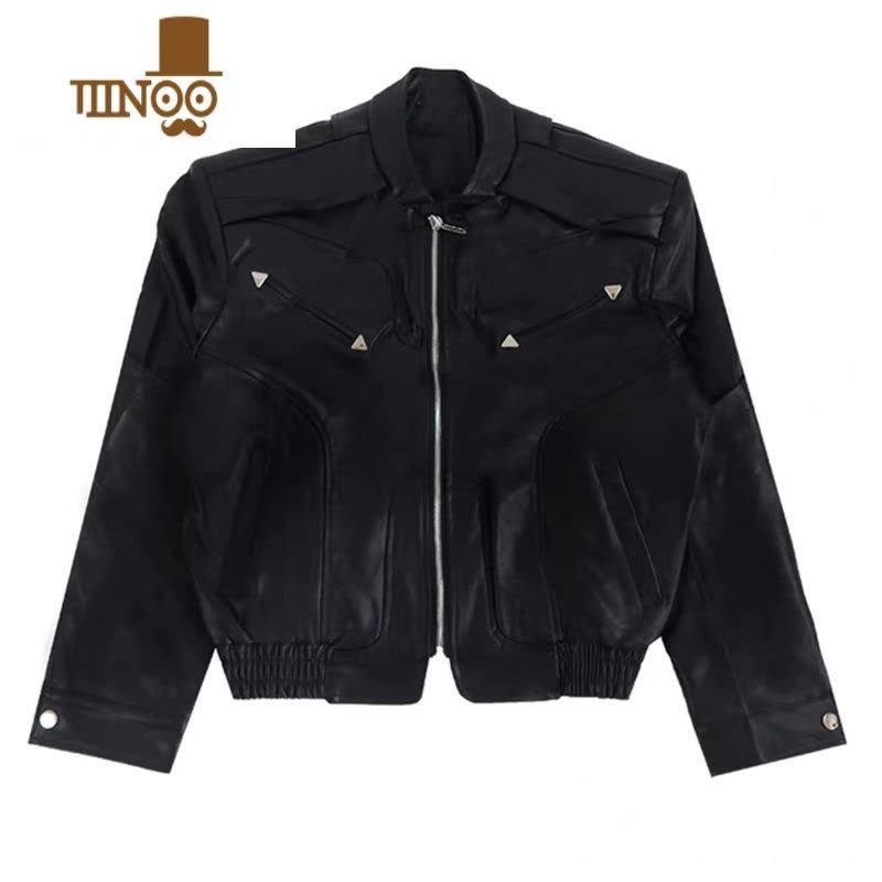 YANXUAS丨小众设计感机车皮夹克外套男潮牌秋季复古炸街休闲皮衣图片
