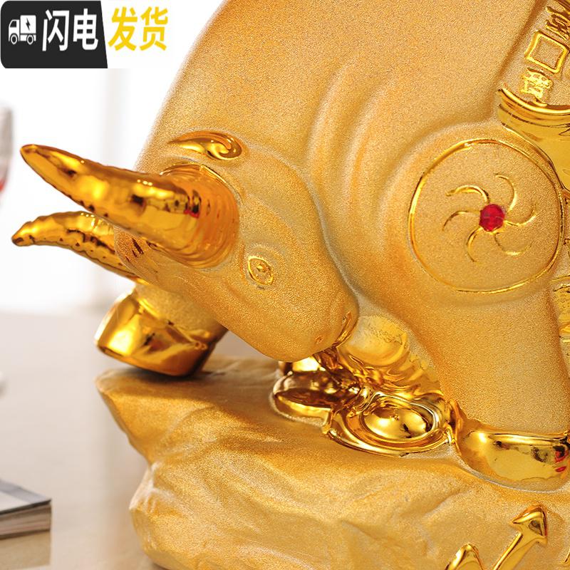三维工匠金牛陶瓷存钱罐十二生肖牛储钱罐大号超大成人创意个性储蓄罐摆件 大号牛气冲天金牛(送红垫)高清大图