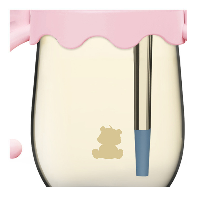 小白熊(XIAOBAIXIONG)宽口径初生儿带手柄 PPSU感温奶瓶 婴儿奶瓶防摔 260ml(粉)09383