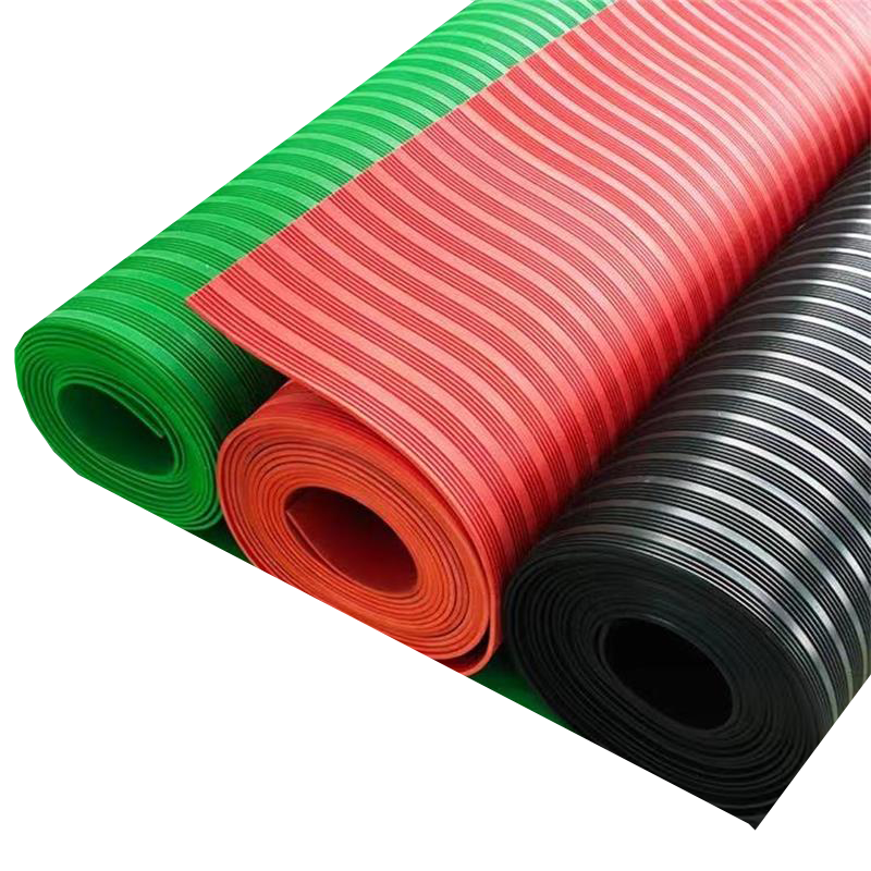 铁工邦 绝缘橡胶板条纹绝缘橡胶垫 1米*5米*5mm[红色10kv]卷高清大图