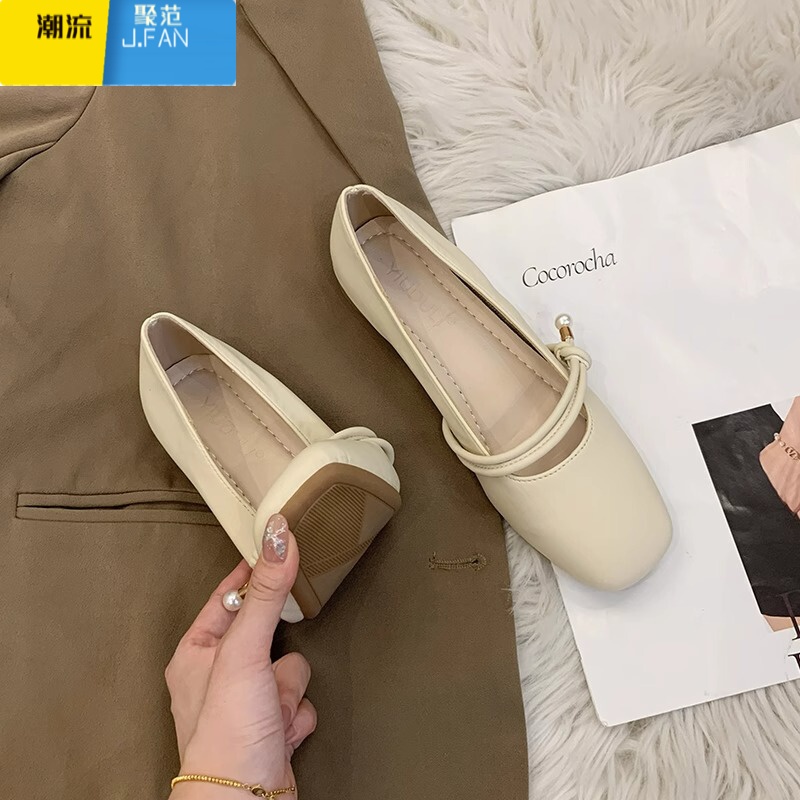 聚范玛丽珍仙女配裙子小皮单鞋女2024新款晚晚风温柔平底奶奶瓢鞋高清大图