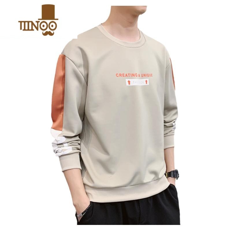 YANXU男士卫衣2023春季新款潮牌ins宽松圆领长袖t恤男装休闲打底衫高清大图