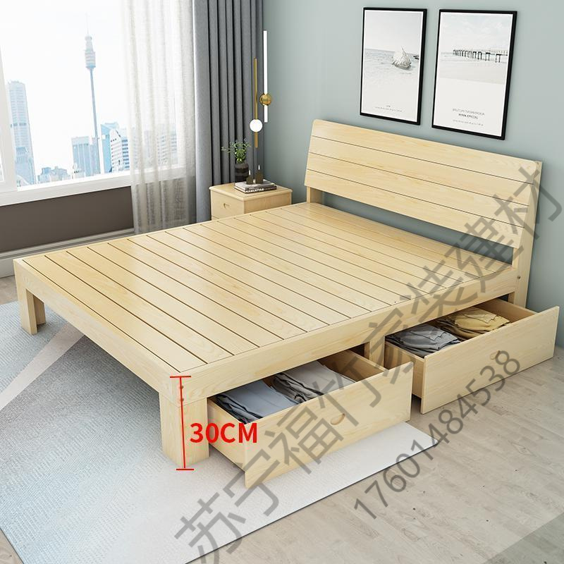 oloey实木床双人床特价双人床床架木床180cm200cm1米8的床全实木实木