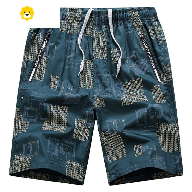 fishbasket沙滩裤男宽松加肥加大码男士短裤夏季休闲五分裤外穿花大