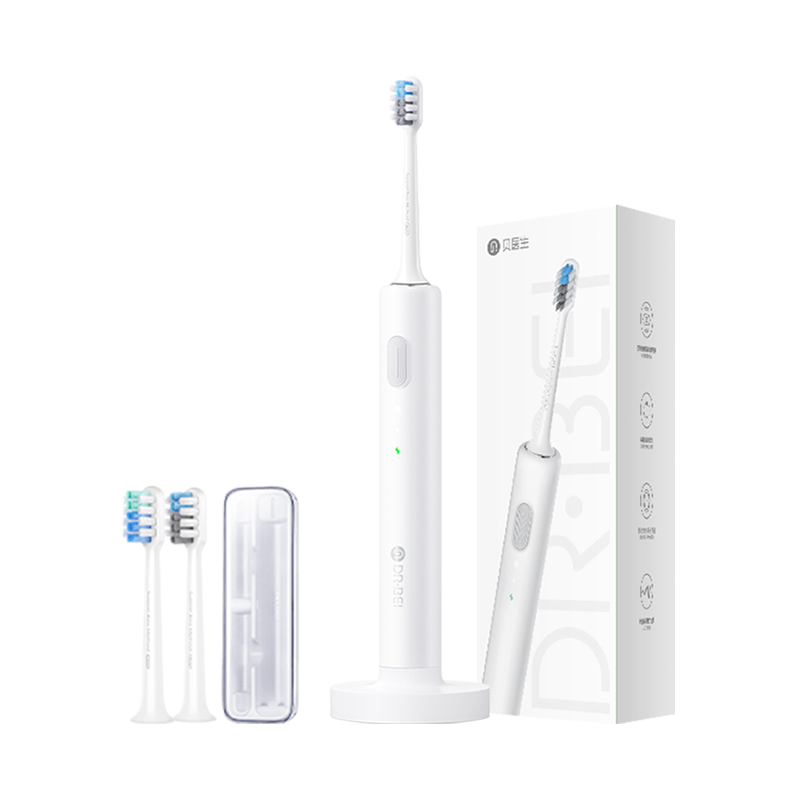 贝医生 电动牙刷 成人声波震动智能软毛牙刷防水全自动牙刷充电式 C1白色