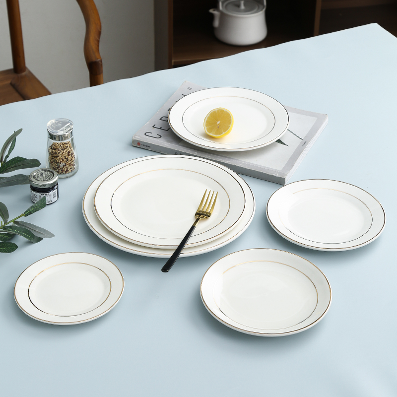 橙亿鸿 陶瓷平盘双金线菜碟盘子 11英寸/个高清大图