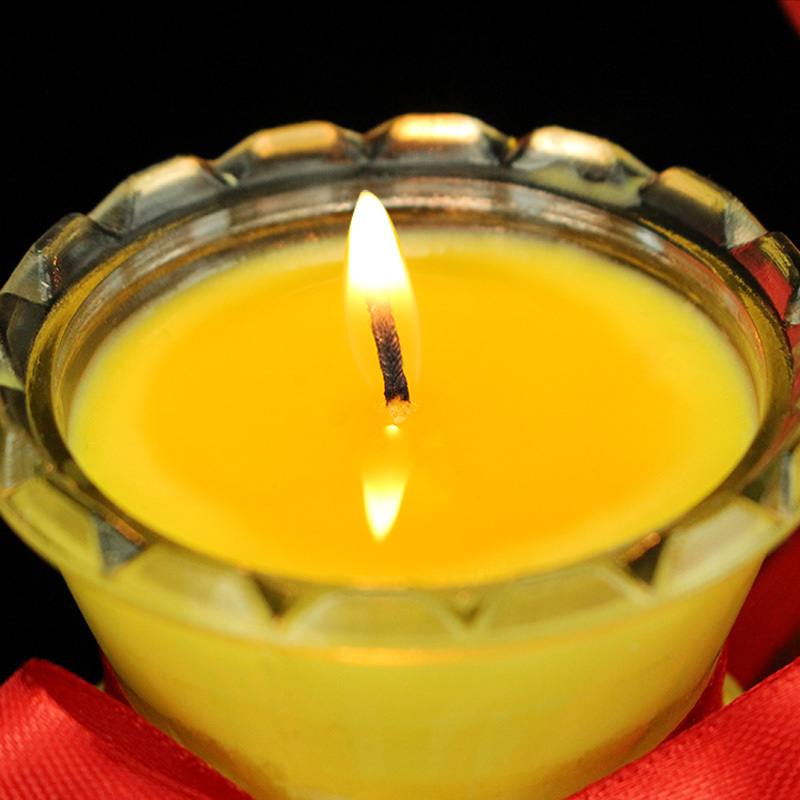 1号(黄色)1对 供佛酥油灯1/3/5/7天15天旺来油灯酥油斗烛佛前蜡烛菠萝