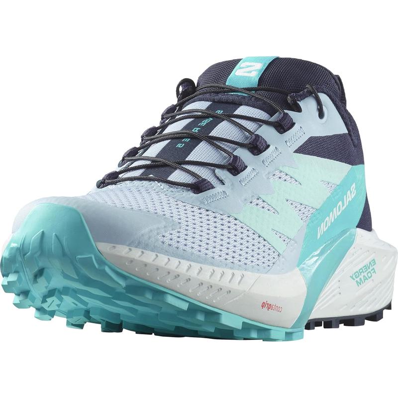 萨洛蒙(SALOMON)女款越野跑鞋轻便缓震透气户外运动跑步鞋 Cashmere_Blue/Carbon/Peacock_B 36