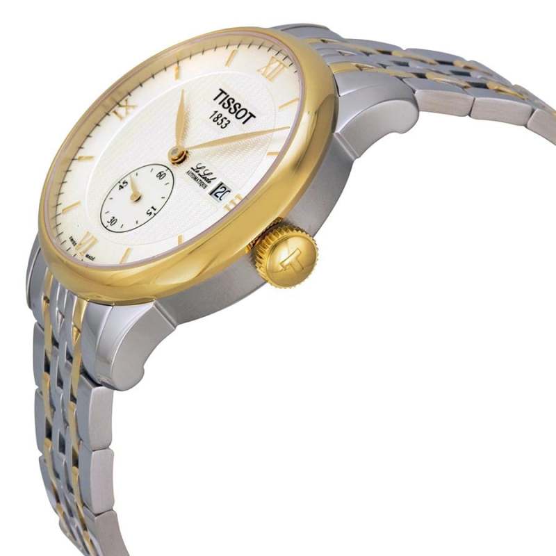 天梭tissot瑞士手表力洛克系列皮带机械表男t0064282203801白盘间金a