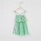 moomoo童装女童裙装夏季新款女中童度假风棉细布吊带连衣裙 绿白竖条组 110/52
