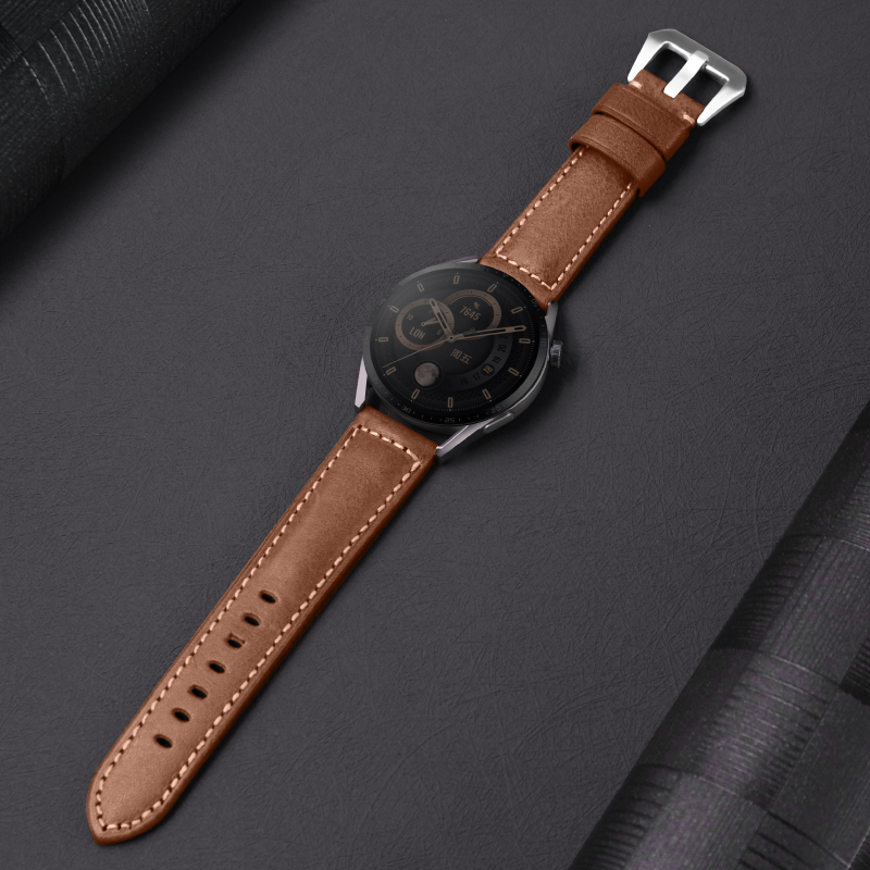 岧峣适用华为手表皮质表带gt3gt3progt2gtprogt2egt男女商务个性时尚