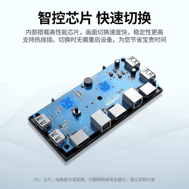绿联KVM切换器 HDMI2.0切屏器2进1出4K60Hz高清高清大图