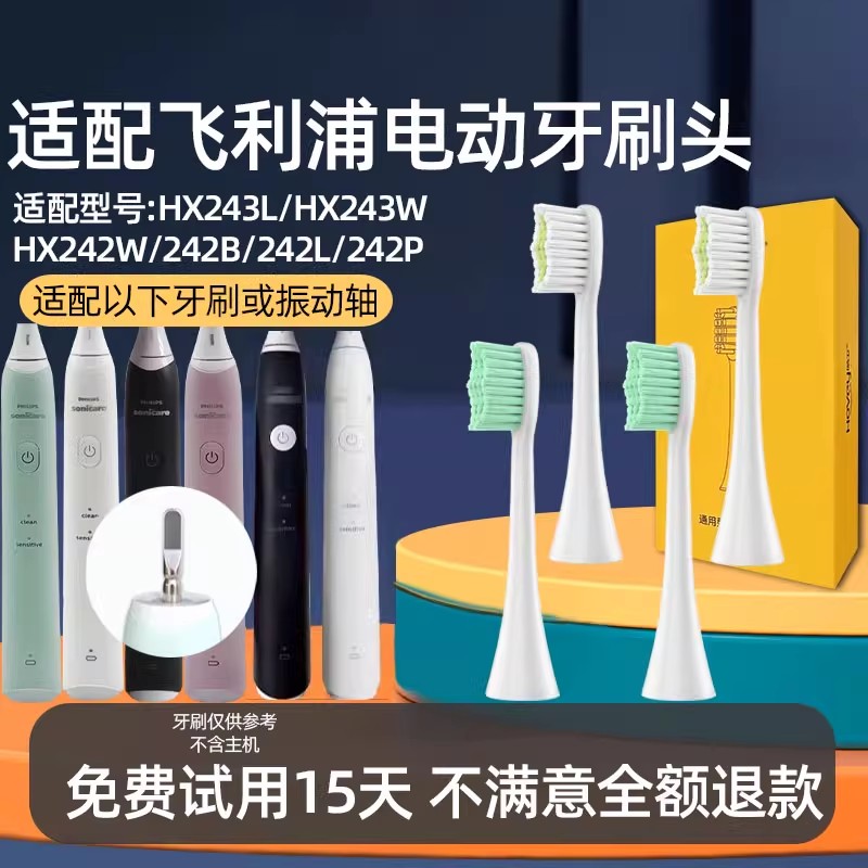适配飞利浦HX2431电动牙刷头HX243L/B/P/HX243W小羽刷替换头高清大图
