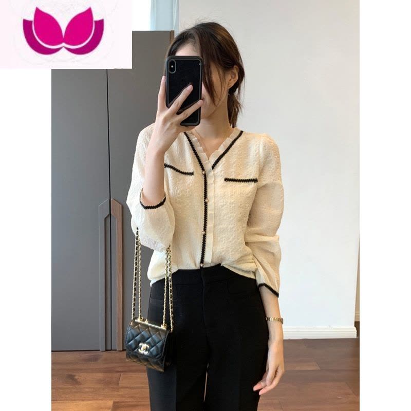 七斓早春季套装女新款胖妹妹显瘦穿搭上衣衬衫小香风遮肉套阔腿裤图片