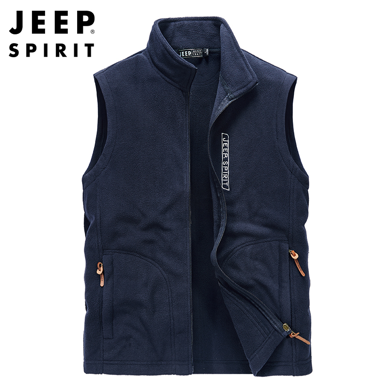 JEEP SPIRIT吉普马甲男2021秋季新款加绒坎肩马夹背心休闲户外中青年男士保暖上衣