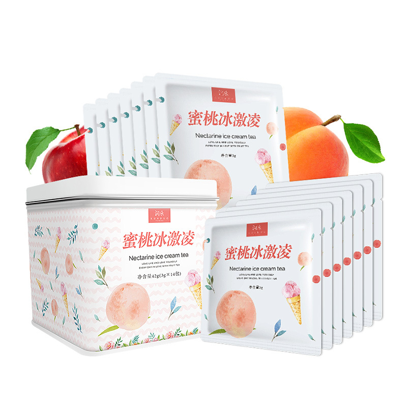 蜜桃果茶 润朵蜜桃花果茶蜜桃冰激凌蓝莓苹果花果粒茶组合茶包