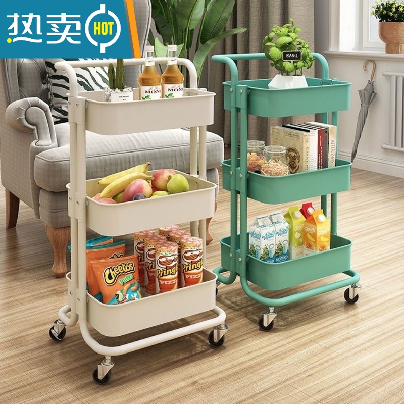 敬平小推车置物架厨房落地多层可移动浴室卫生间储物架卧室零食收纳架高清大图