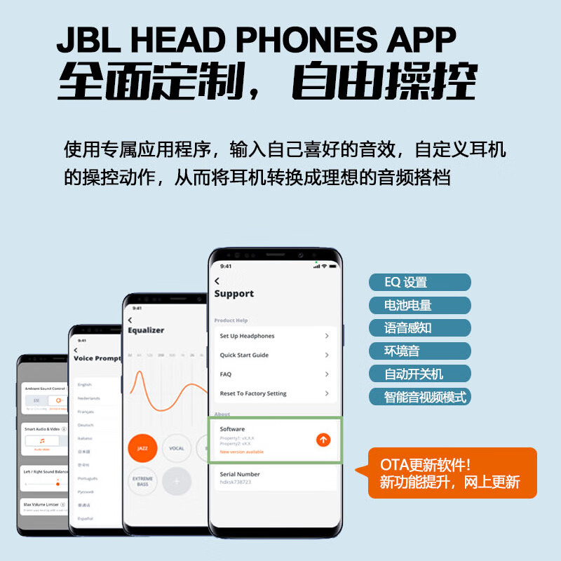 JBL WAVE BUDS 2 真无线蓝牙耳机 主动降噪入耳式通话音乐耳机手机通用 蓝色高清大图