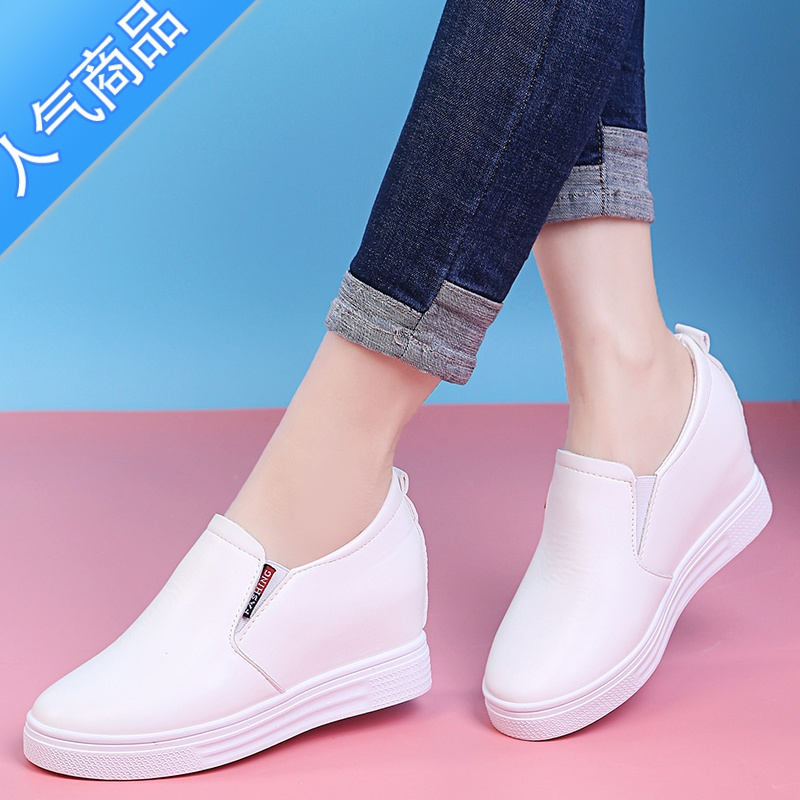 suntek小白鞋女休闲2023新款春季乐福鞋内增高百搭网红百搭一脚蹬单