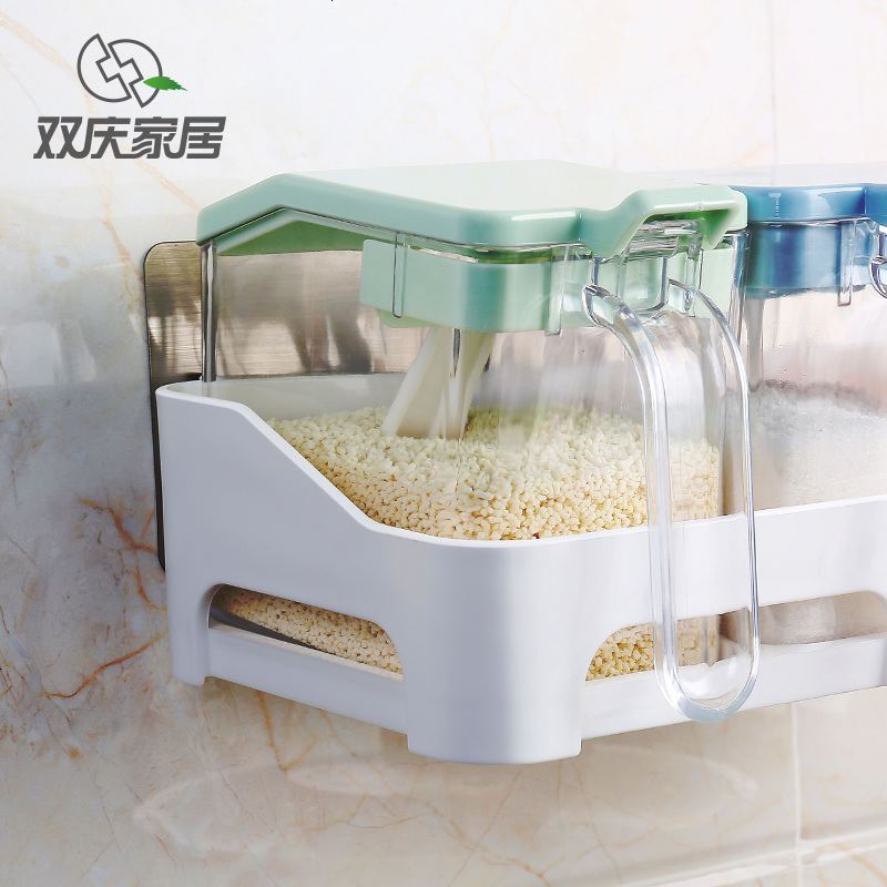 厨房味罐壁挂式料罐免打孔味盒塑料味瓶家用料盒 套装