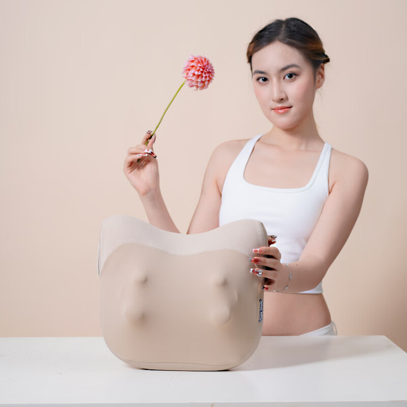 摩飞(MORPHYRICHARDS) 按摩靠垫 无线腰部按摩仪器背部腿部颈椎按摩器 MR7006-A米色(精灵枕)