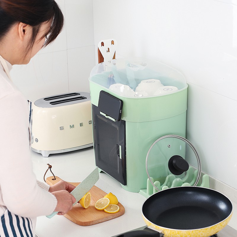 厨房碗架碗筷收纳盒放碗碟沥水收纳架二层带盖家用置物架塑料碗柜收纳层架 三维工匠高清大图