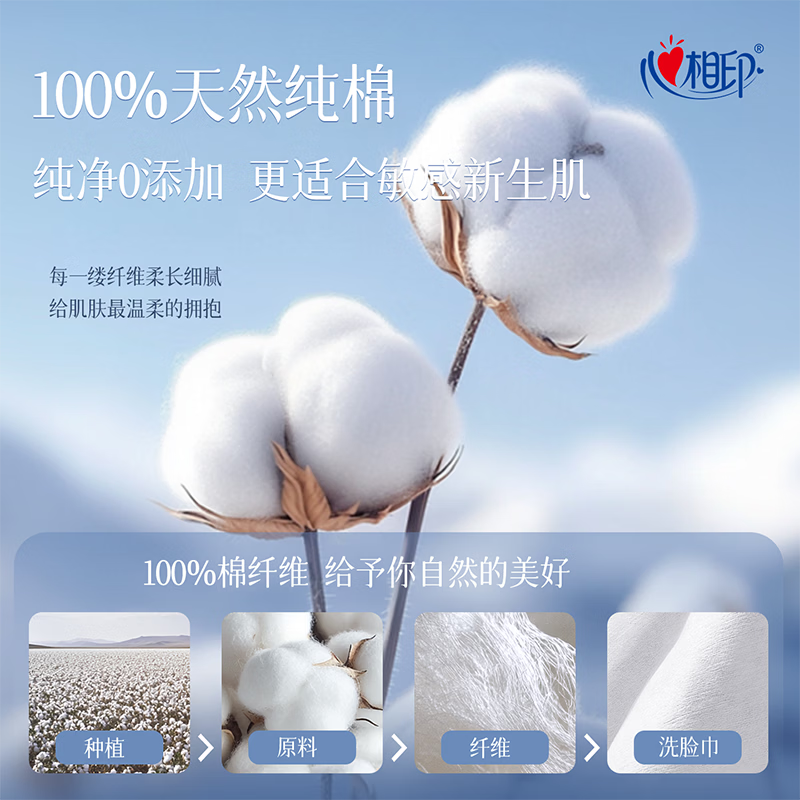 心相印纯棉系列80片装洗脸巾(双开口随心抽)3包组套3XCK080(包装)高清大图