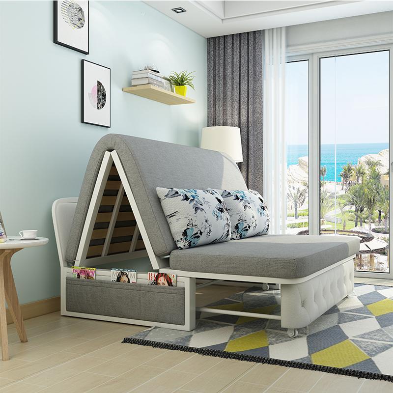 森美人小户型现代简约可折叠沙发床两用客厅伸缩床实木阳台午休单人抽拉 1.2米海绵款 1.5米以下