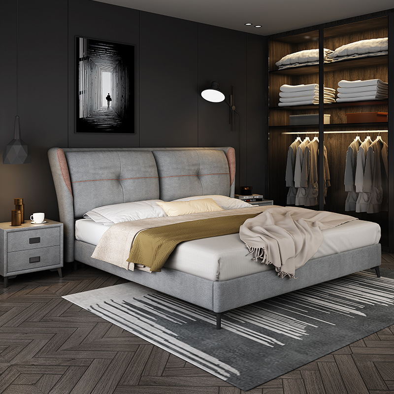 梵宜科技布床软包实木双人床18米现代简约15米布床主卧家具婚床视频