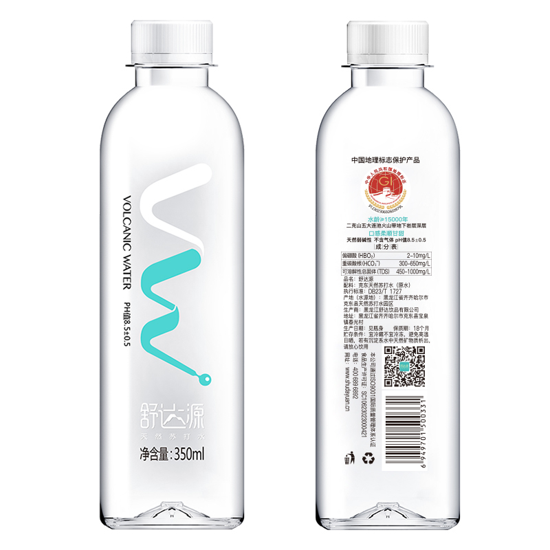 舒达源克东天然苏打水碱性水小瓶整箱350ml6瓶