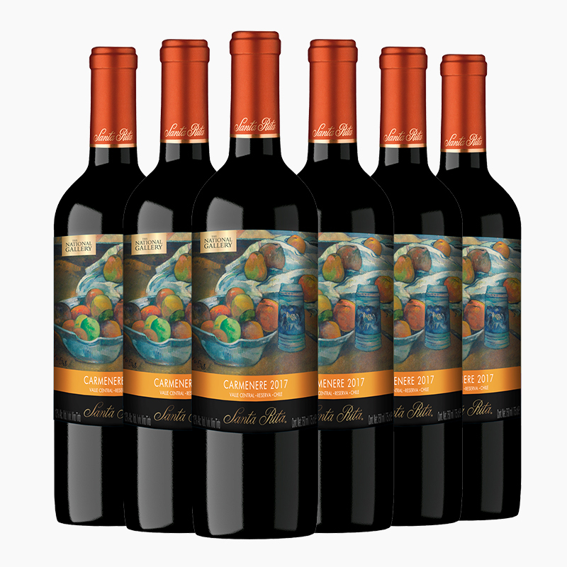 智利原瓶进口圣丽塔国家画廊珍藏佳美娜干红葡萄酒750ml6瓶整箱装