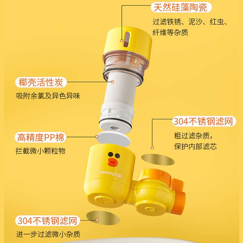 九阳LINE净水器家用水龙头过滤器滤水过滤厨房净水机自来水 棕色
