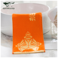 七匹狼(SEPTWOLVES)提花缎挡纯棉运动毛巾 柔软吸水 单条净重130g 两条装(橙色+卡其)20*110